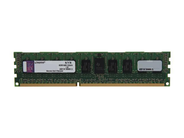 Kingston 4GB 240 Pin DDR3 SDRAM ECC Registered DDR3 1600 (PC3 12800) Server Memory SR x4 Model KVR16R11S4/4