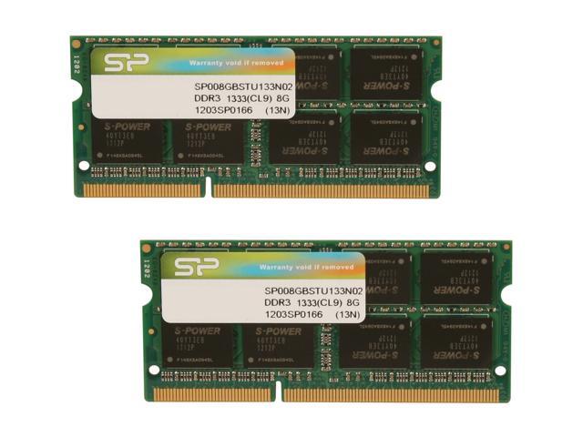 Silicon Power 16GB (2 x 8G) 204-Pin DDR3 SO-DIMM DDR3 1333 (PC3 10600) Laptop Memory Model SP016GBSTU133N22
