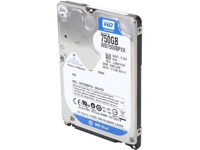 Open Box WD Blue  WD7500BPVX  750GB  5400 RPM  8MB  Cache SATA 6.0Gb/s  2.5"  Internal Notebook Hard DriveBare Drive