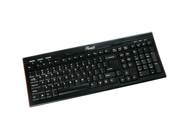 Rosewill RK 7300 Black 105 Normal Keys 7 Function Keys USB Super Slim Unique Curved Design Multimedia Full size Keyboard