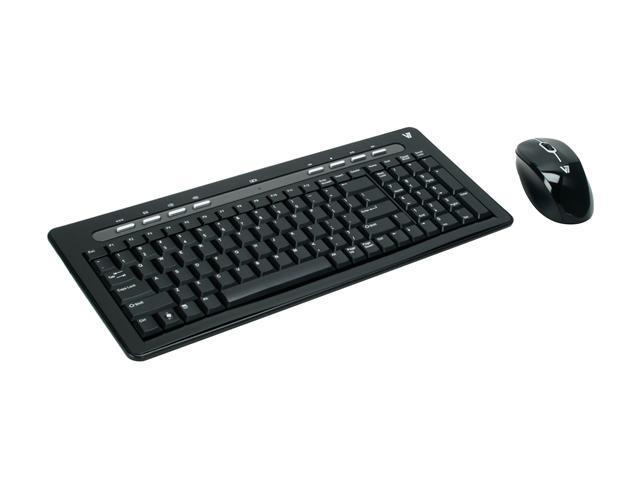 V7 CK2B0 6N6 Black 2.4 GHz Wireless Keyboard and Mouse Combo