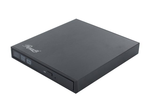 Rosewill USB 2.0 Slim Aluminum 8x DVD Writer External Optical Drive for PC Model ROD EX002 Black