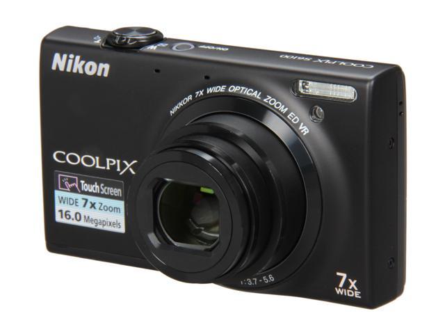 Nikon COOLPIX S6100 Black 16.0 MP 7X Optical Zoom 28mm Wide Angle ...