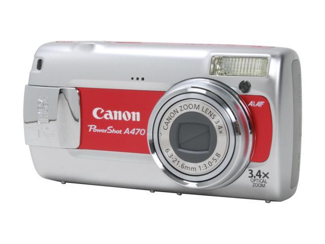 Canon PowerShot A470 Red 7.1 MP 3.4X Optical Zoom Digital Camera ...