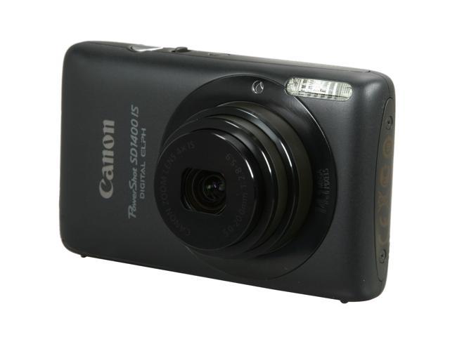 Canon PowerShot SD1400 IS Black 14.1 MP 4X Optical Zoom 28mm Wide Angle ...