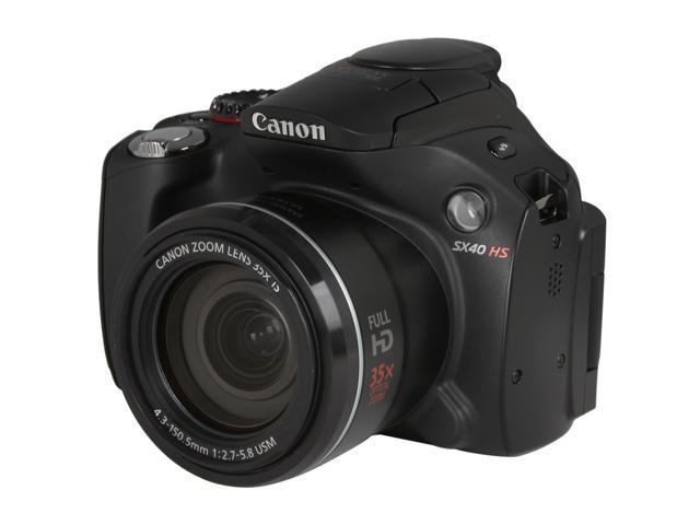 Canon PowerShot SX40 HS Black 12.1 MP 35X Optical Zoom 24mm Wide Angle ...