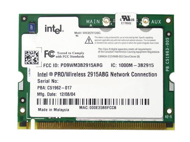 Intel WM3B2915ABGNAX Mini PCI Wireless Adapter for Notebook