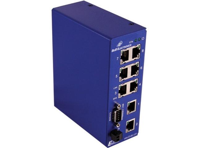 B&B Ethernet Managed Switch, 8 Port 10/100Base TX, Wide Temperature