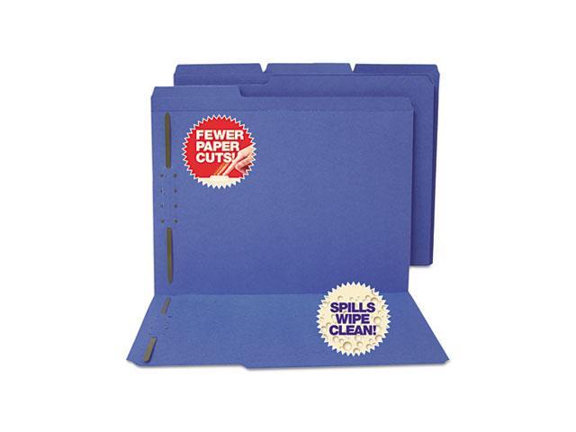 S J Paper S11546 Water/Cut Resistant Folder, Two Fasteners, 1/3 Top Tab, Letter, Blue, 50/Box