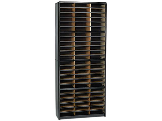Open Box Safco 7131BL Steel/Fiberboard Literature Sorter, 72 Sections, 32 1/4 x 13 1/2 x 75, Black
