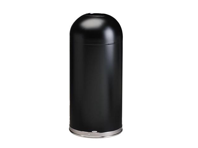 Safco                                    Open Top Dome Receptacle, Round, Steel, 15 gal, Black