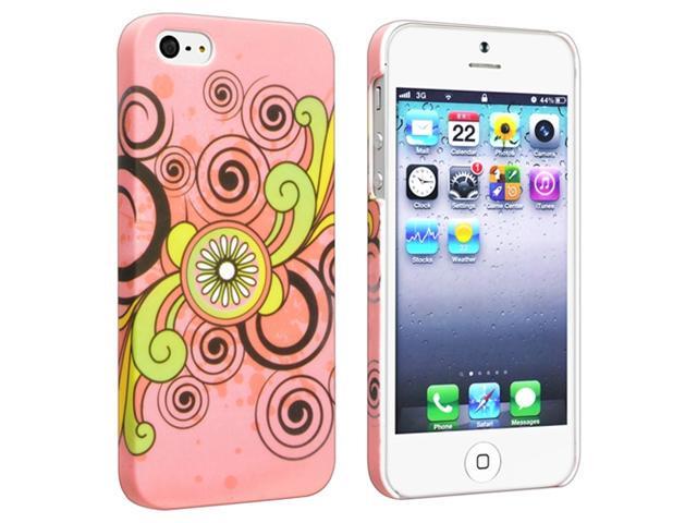 Insten Snap on Rubber Coated Case Cover Compatible with Apple iPhone 5 / 5S, Flower Rear Style 64