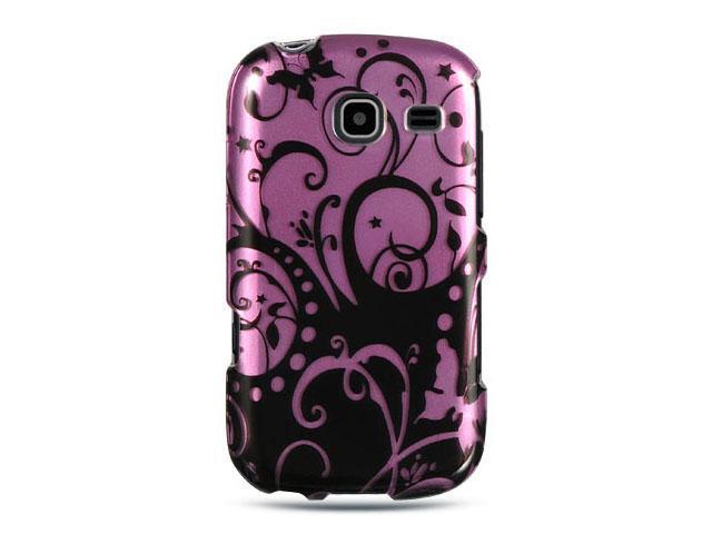 Samsung Freeform III/Samsung Comment R380 Purple with Black Swirl Design Crystal Case 