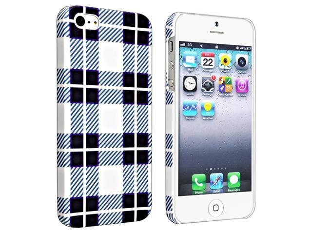 Insten Snap on Rubber Coated Case Cover Compatible with Apple iPhone 5 / 5S, Checker Style 2