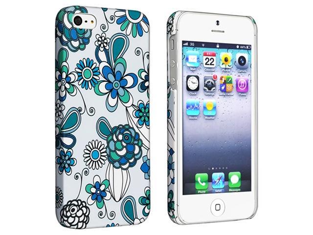 Insten Snap on Rubber Coated Case Cover Compatible with Apple iPhone 5 / 5S, Flower Rear Style 56