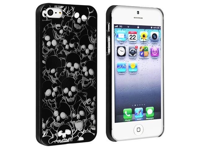 Insten Snap on Case Compatible with Apple iPhone 5, Black/ Cute Skull