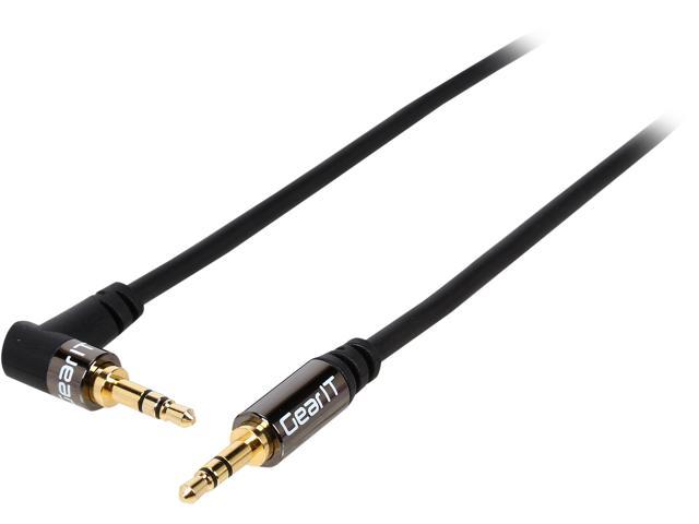 GearIT GI 35MM RA BK 6FT 6ft Right Angle 3.5mm Aux Audio Stereo Cable M M