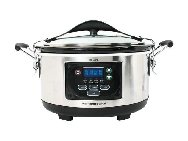 Open Box Hamilton Beach 33967 Stainless Steel 6 Qt. Set 'n Forget Programmable Slow Cooker With Spoon/Lid