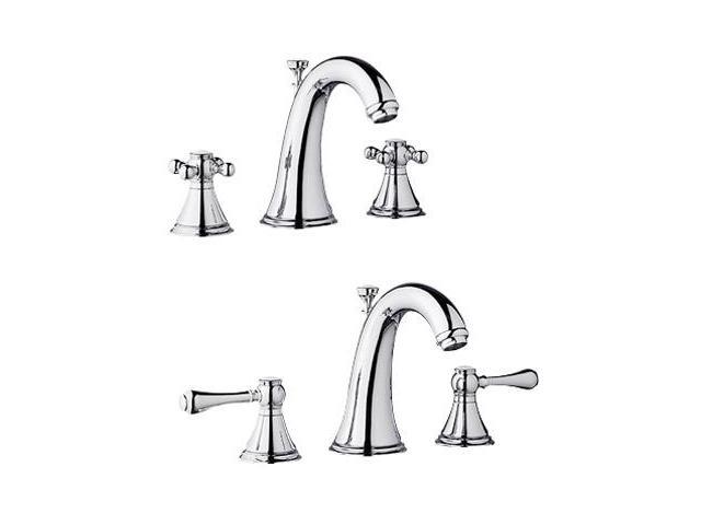 Grohe America 20 801 000 8 in. Geneva Widespread 2 Handle Mid Arc Bathroom Faucet in Chrome Less Handles