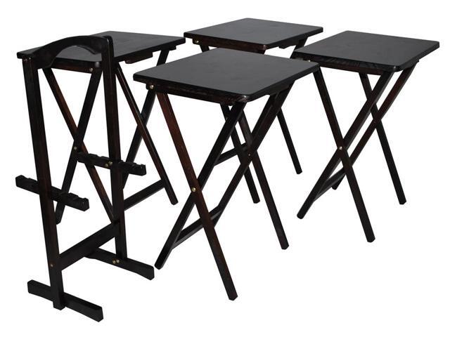 5 Pc Tray Table Set Sevenstonesinc Com 5 Pc Tray Table Set W Holder In Espresso Newegg