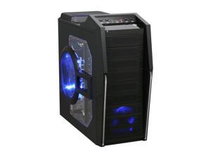 Rosewill CRUISER Black Gaming ATX Mid Tower Computer Case with Side Panel Window, comes with Four Fans 1x Front Blue LED 120mm Fan, 1x Top Blue LED 120mm Fan, 1x Rear 120mm Fan, 1x Side Blue LED 190mm