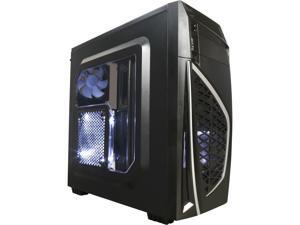 DIYPC Zondda-S Black USB 3.0 ATX Mid Tower Gaming Computer Case with 3 x White Fans (1 x 120mm LED Fan x side, 1 x 120mm LED Fan x front, 1 x 120mm fan x rear)
