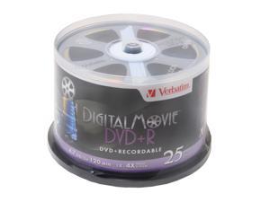 Verbatim 4.7GB 8X DVD+R 25 Packs High Quality Digital Movie Disc with 