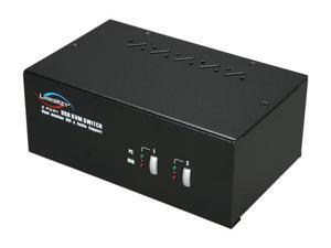 LINKSKEY LDV-DM202AUSK 2-port Dual Monitor DVI Audio & Mic KVM Switch w/ Cables