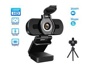 TROPRO 1080P Webcam for PC, Full HD Computer Camera with Cover, USB Web Cam with Microphone, Cover, Expandable Tripod, Streaming Camera for Skype, Streaming, Teleconference etc.