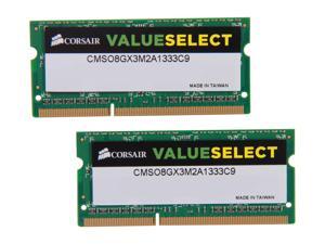 CORSAIR ValueSelect 8GB (2 x 4GB) 204-Pin DDR3 SO-DIMM DDR3 1333 (PC3 10600) Laptop Memory Model CMSO8GX3M2A1333C9