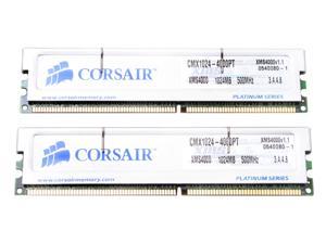 CORSAIR XMS 2GB (2 x 1GB) 184 Pin DDR SDRAM DDR 500 (PC 4000) Dual Channel Kit Desktop Memory Model TWINX2048 4000PT