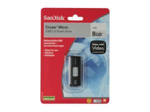SanDisk Cruzer Micro 8GB Flash Drive (USB2.0 Portable/Black) Model SDCZ6 8192 A11