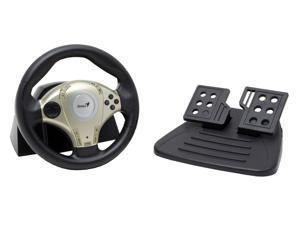 Genius Twin Wheel F1   Vibration Feedback Racing Wheel for PS2 & PC with D Pad Included