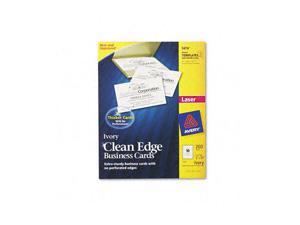 Avery                                    Clean Edge Laser Business Cards, 2 x 3 1/2, Ivory, 10/Sheet, 200/Pack