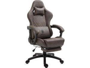 Dowinx Gaming Chair Office Chair PC Chair with Massage Lumbar Support, Vintage Style PU Leather High Back Adjustable Swivel Task Chair with Footrest &#40;Brown&#41;