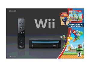Nintendo Wii System w/New Super Mario Brothers & Mario Music CD Black  Nintendo Wii Consoles