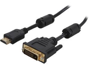 Coboc EA-HD2DVI-6-BK 6 ft. Black HDMI A Male to DVI-D(24+1) Male 30AWG High Speed HDMI to DVI-D Adapter Cable w/Ferrite Cores M-M