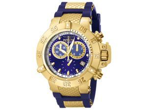 Invicta Men's Subaqua Chronograph Blue Rubber & 18k Yellow Gold Plated