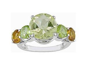    Sterling Silver Lemon Quartz Peridot Citrine Ring