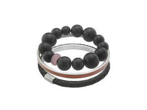   Fossil Jewelry Stainless Steel, Leather and Wood Bracelet JF85859040