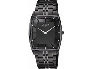 Citizen Mens Stiletto Eco Drive Black Dial Black Ion Plated Stainless 