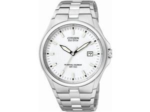    Citizen Mens Eco Drive White Textured Dial Stainless 