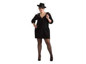 Black Pin Striped Gangster Mobster Lady Suit Dress Costume Adult Plus Size