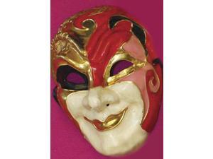 Court Jester Paper Mache Venetian, Masquerade, Mardi Gras Mask Red/Pink