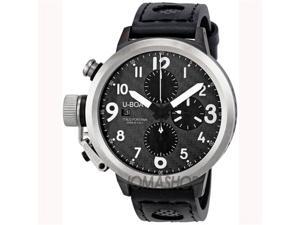   com   U Boat Flightdeck Automatic Black Leather Strap Mens Watch 6451