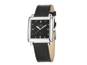 Skagen 251LSLB Mens Watch Square Stainless Steel Black Dial Leather 