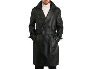    BGSD Mens Classic Leather Trench Coat