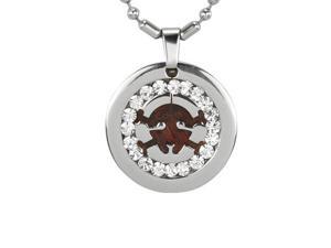 Redwood Cubic Zirconia Skull Medallion Stainless Steel Pendant Necklace 16"