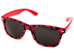    Wayfarer Inspired Happy Face Sunglasses Red