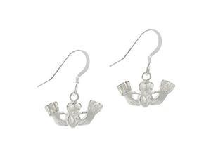 Sterling Silver .925 Claddagh Symbol Hand Heart Dangle Love Earrings